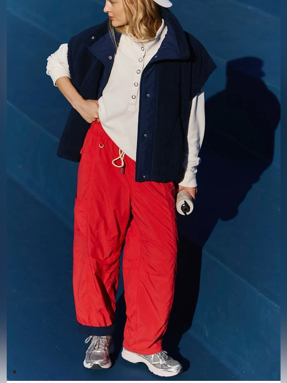 FP Movement In The Wild Fleece-Lined Hike Pant Gorpcore Womens Size XS Red NWOT